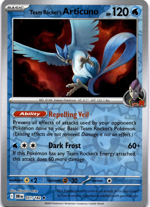 Pokemon Team Rocket's Articuno 051/182 Destined Rivals Reverse Holo NM