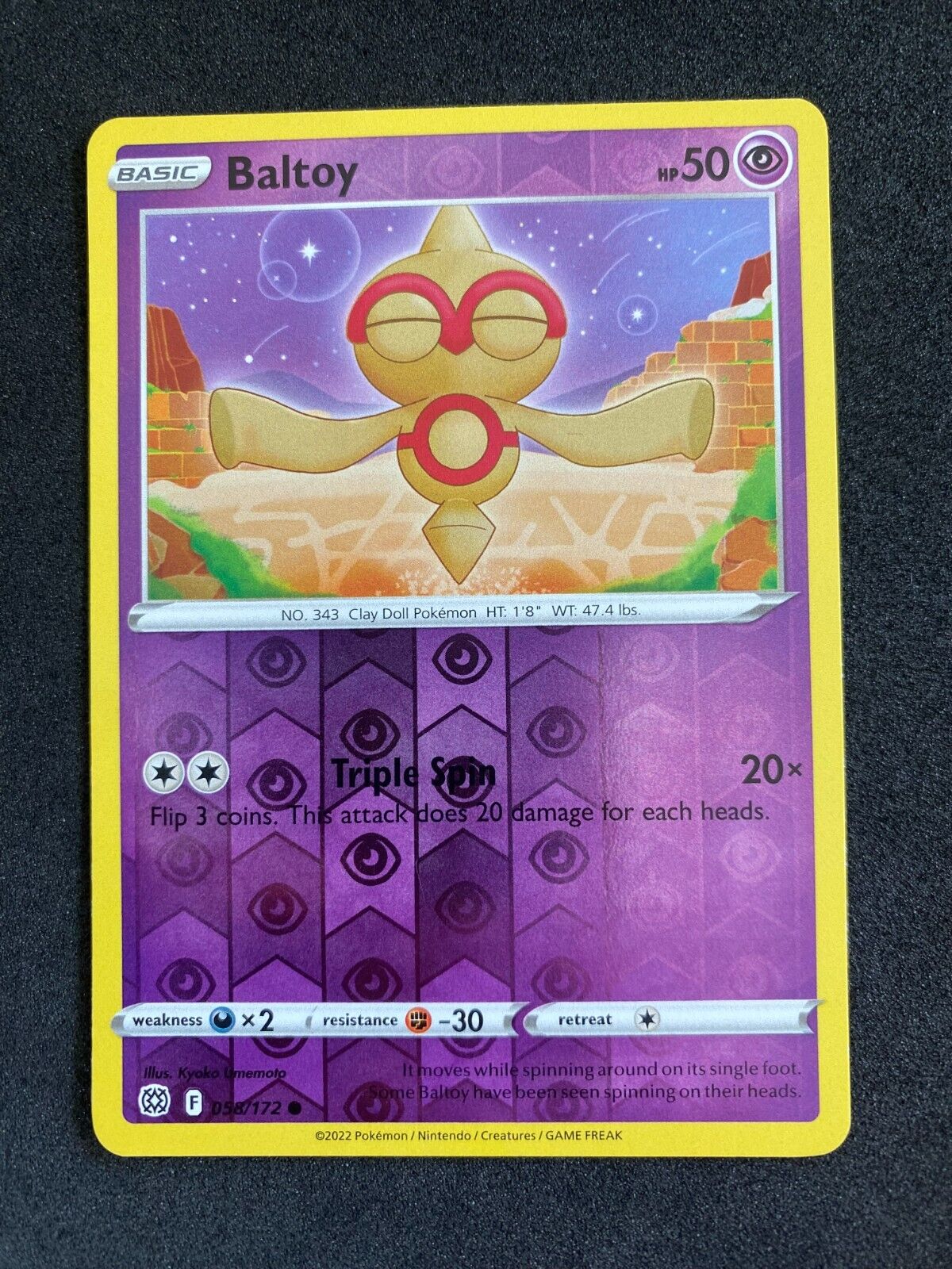 Pokemon Baltoy 058/172 Brilliant Stars Reverse Holo NM