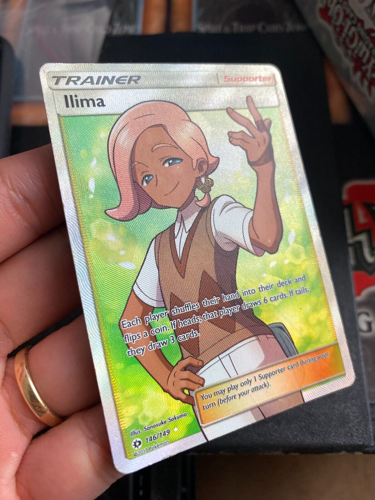 Pokemon Ilima 146/149 Sun Moon Base Trainer Full Art HP (NICE FRONT)