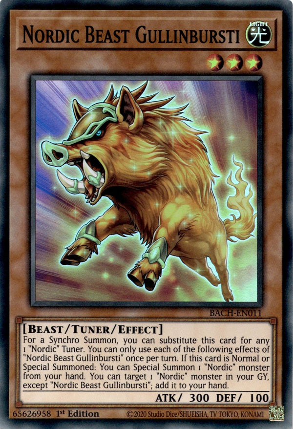 Yugioh Nordic Beast Gullinbursti BACH-EN011 Super Rare 1st Edition NM