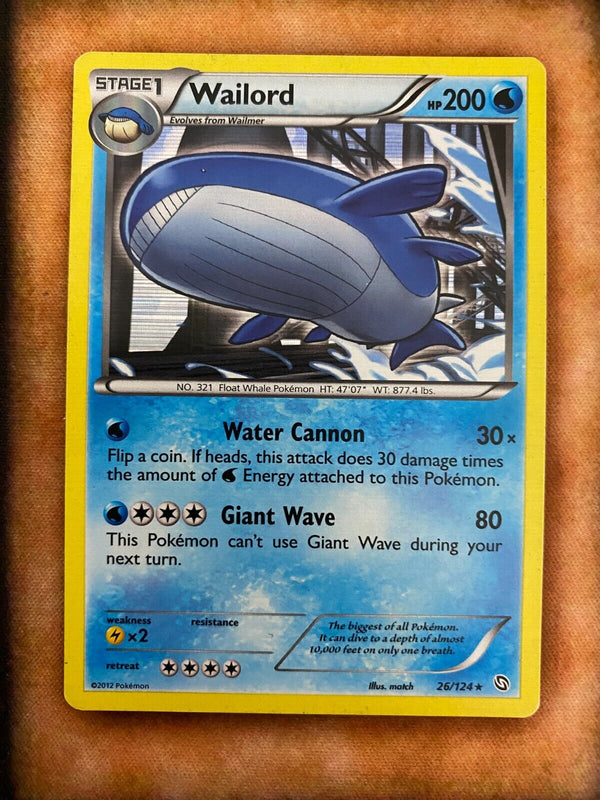 Pokemon Wailord 26/124 Dragons Exalted Holo (Back Faded)