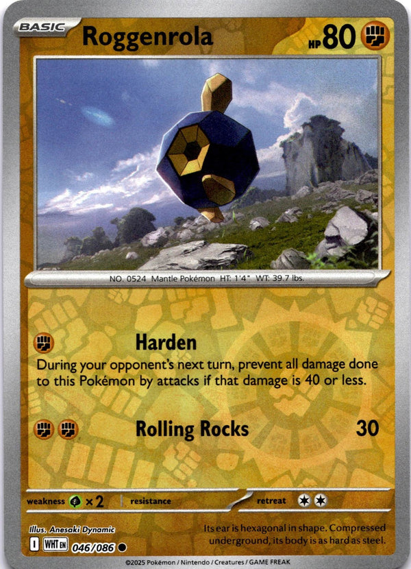Pokemon Roggenrola 046/086 White Flare Reverse Holo NM