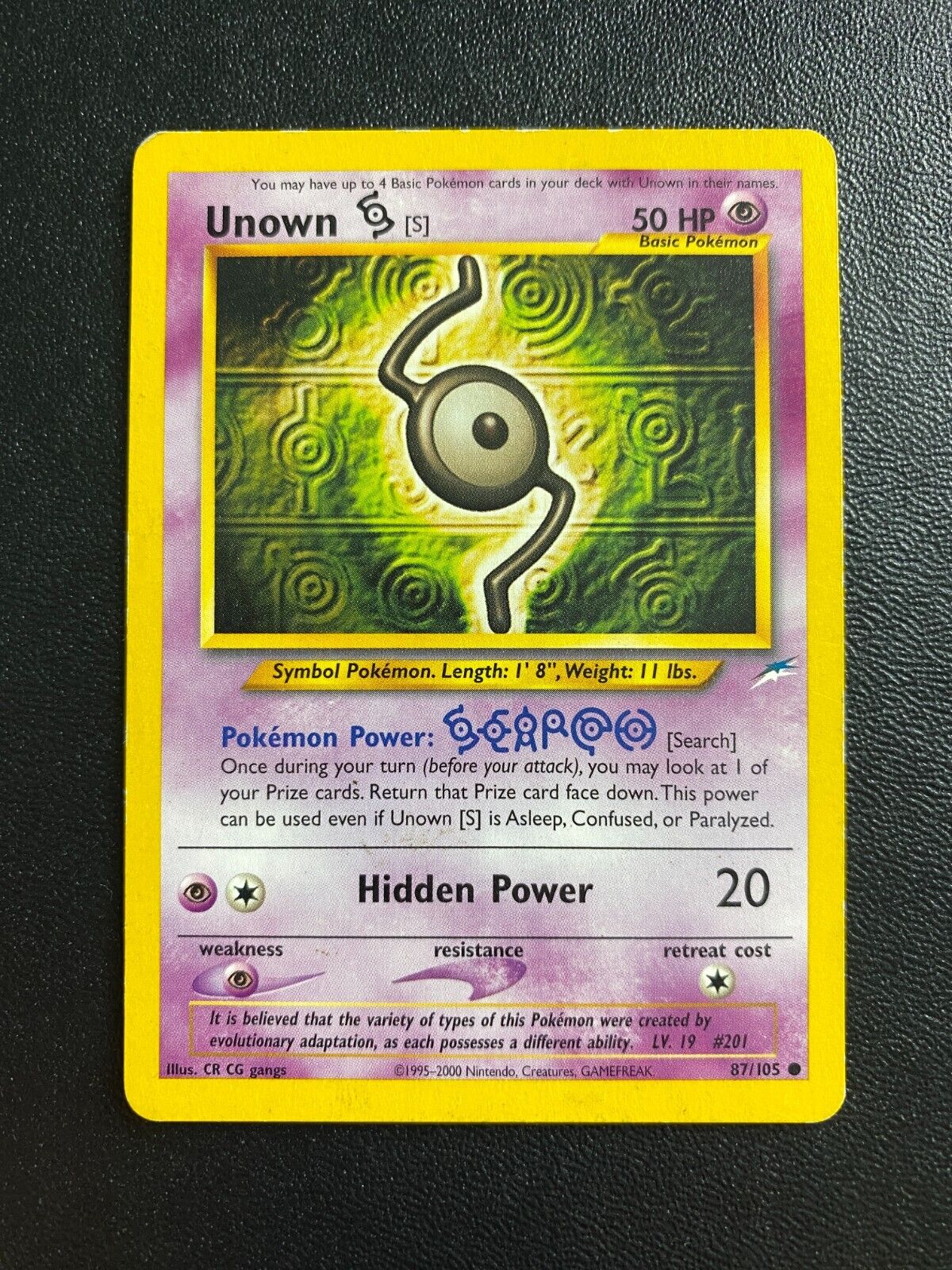 Pokemon Unown S 87/105 Neo Destiny HP