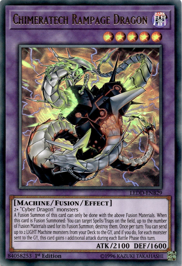 Yugioh Chimeratech Rampage Dragon LEDD-ENB29 Ultra Rare 1st Edition VLP/NM