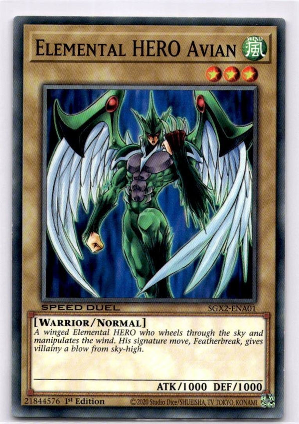 Yugioh Elemental HERO Avian SGX2-ENA01 Common 1st Edition NM