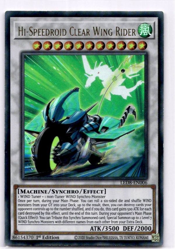 Yugioh Hi-Speedroid Clear Wing Rider LED8-EN006 Ultra Rare 1st Edition NM