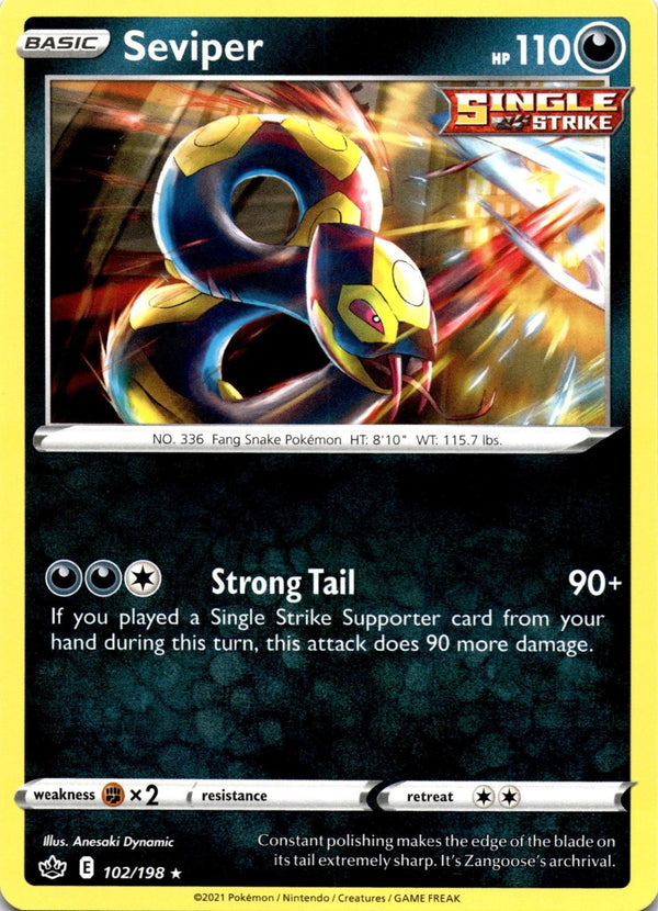 Pokemon Seviper 102/198 Chilling Reign Non Holo NM