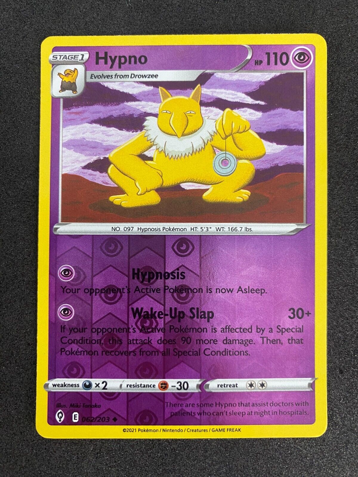 Pokemon Hypno 062/203 Evolving Skies Reverse Holo VLP