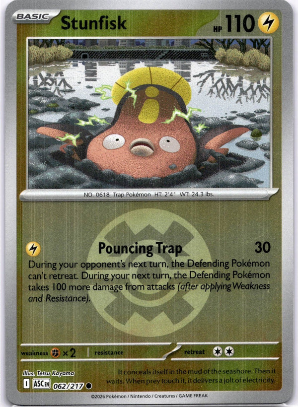 Pokemon Stunfisk 062/217 Ascended Heroes Quick Ball Reverse Holo NM