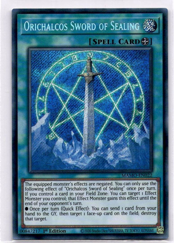 Yugioh Orichalcos Sword of Sealing MAMO-EN022 Secret Rare 1st Edition NM
