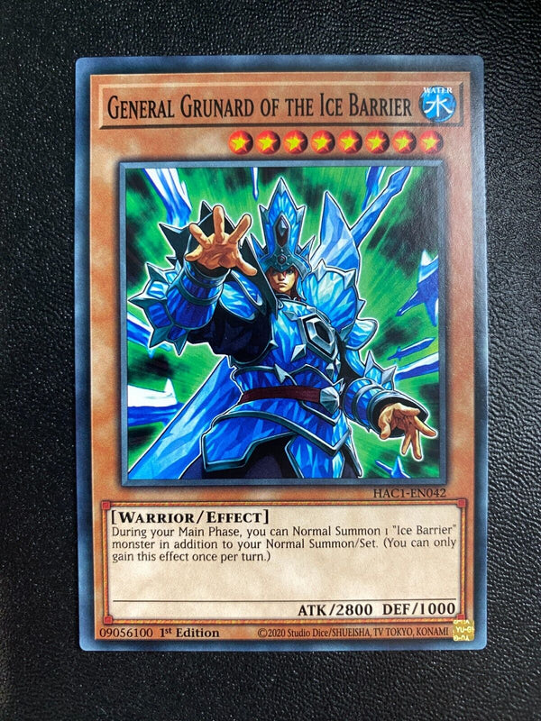 Yugioh General Grunard of the Ice Barrier HAC1-EN042 Common 1st Edition NM