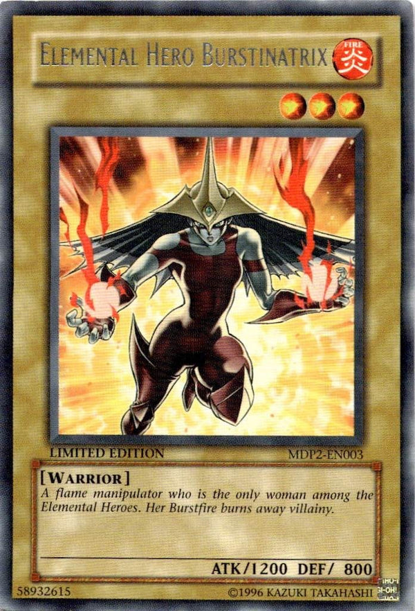 Yugioh Elemental HERO Burstinatrix MDP2-EN003 Rare Limited Edition LP
