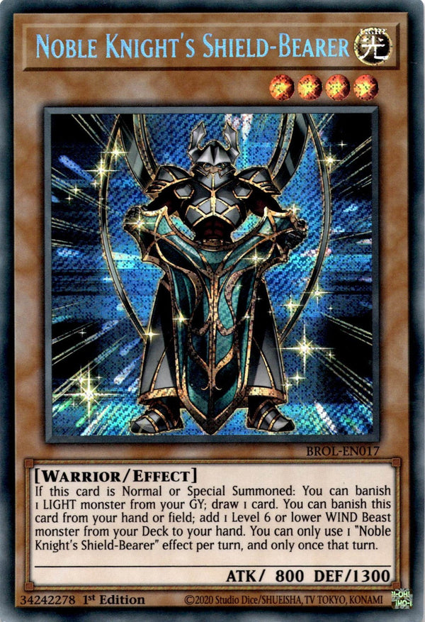 Yugioh Noble Knight's Shield-Bearer BROL-EN017 Secret Rare 1st Edition VLP/NM
