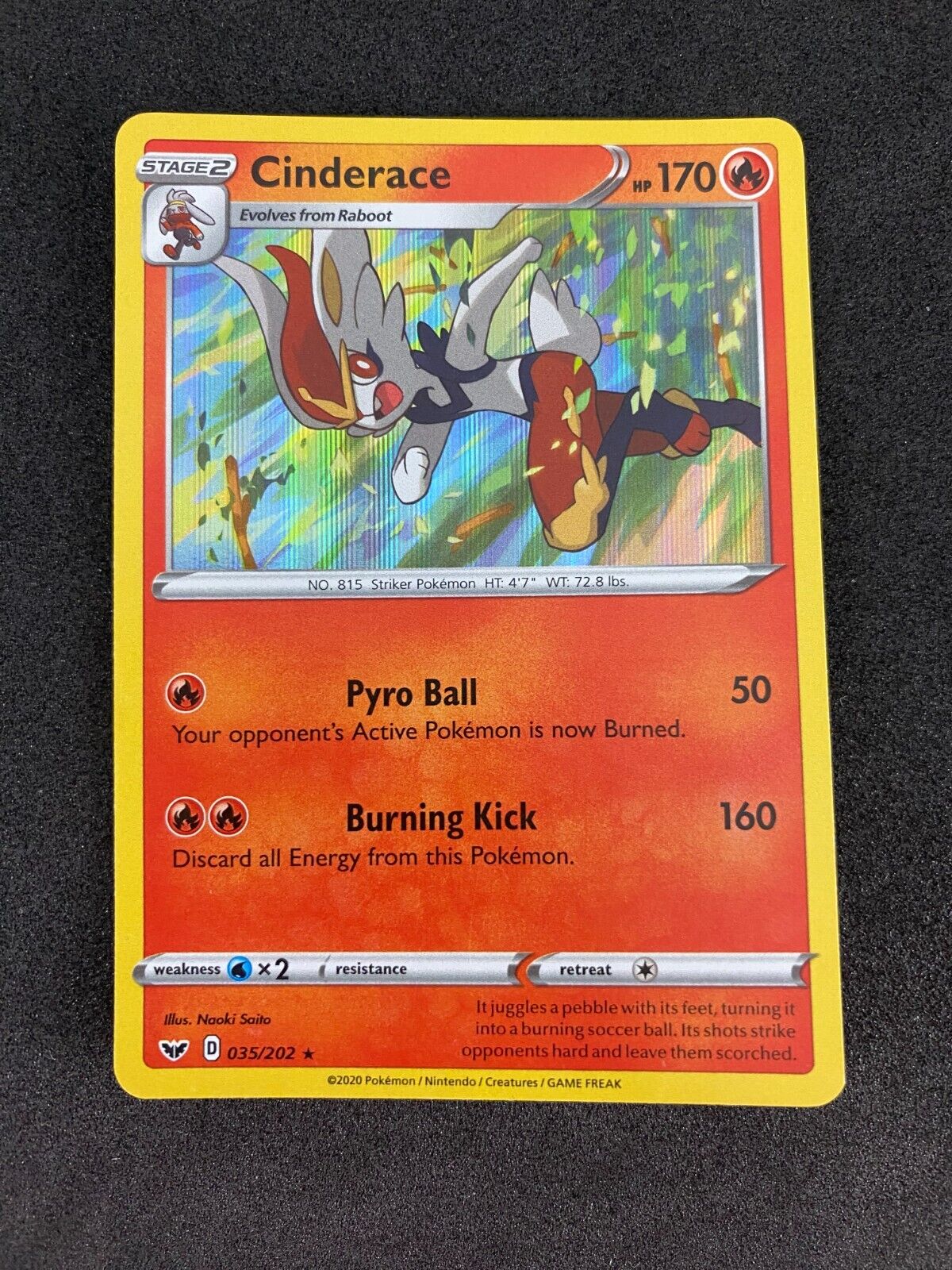 Pokemon Cinderace 035/202 Sword Shield Holo NM-MINT 35/202