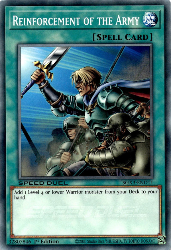 Yugioh Reinforcement of the Army SGX3-END11 Speed Duel Common 1st Edition NM