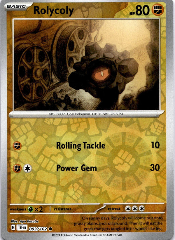 Pokemon Rolycoly 093/162 Temporal Forces Reverse Holo NM