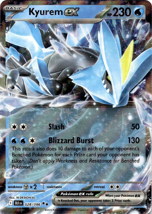 Pokemon Kyurem Ex 028/086 Black Bolt Full Art Holo NM