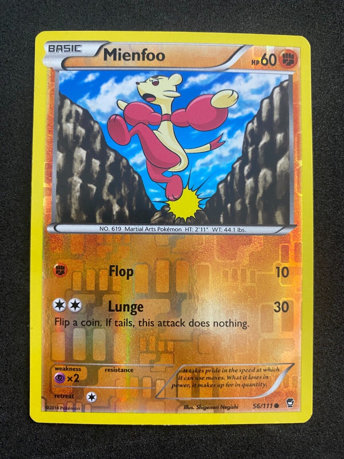 Pokemon Mienfoo 56/111 Furious Fists Reverse Holo HP