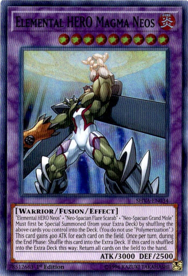 Yugioh Elemental HERO Magma Neos SHVA-EN034 NA Super Rare 1st Edition LP