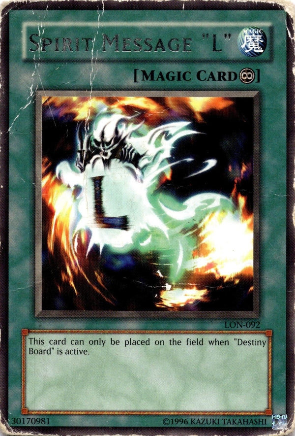 Yugioh Spirit Message L LON-092 Rare Unlimited Edition DAMAGED