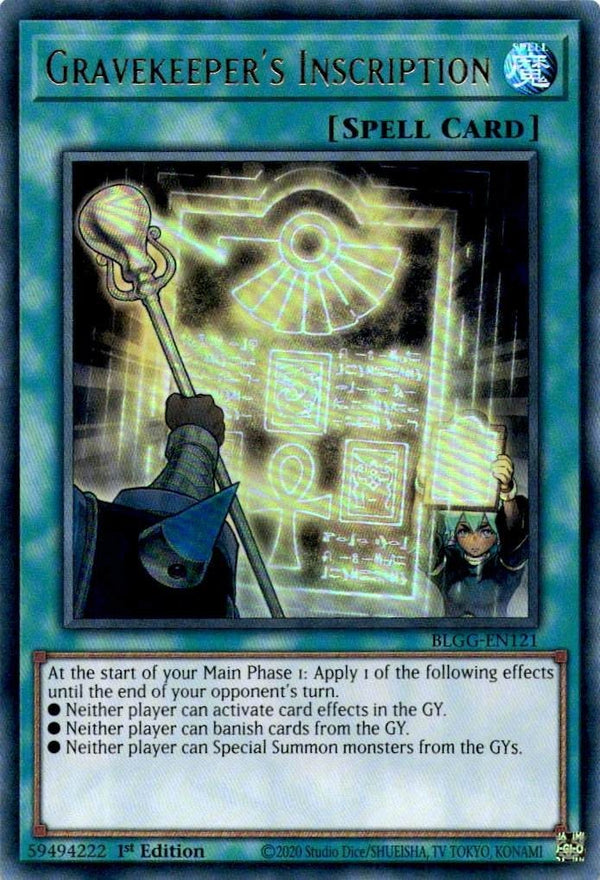 Yugioh Gravekeeper's Inscription BLGG-EN121 Ultra Rare 1st Edition NM