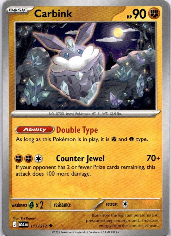 Pokemon Carbink 117/217 Ascended Heroes Non Holo NM
