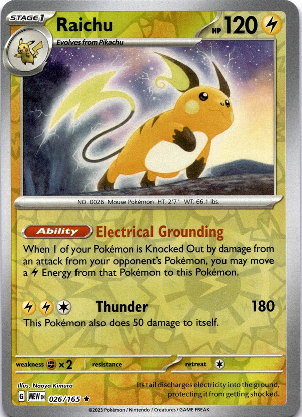 Pokemon Raichu 026/165 Pokemon 151 Reverse Holo NM