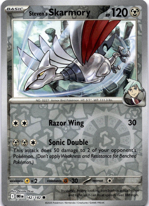 Pokemon Steven's Skarmory 142/182 Destined Rivals Reverse Holo NM