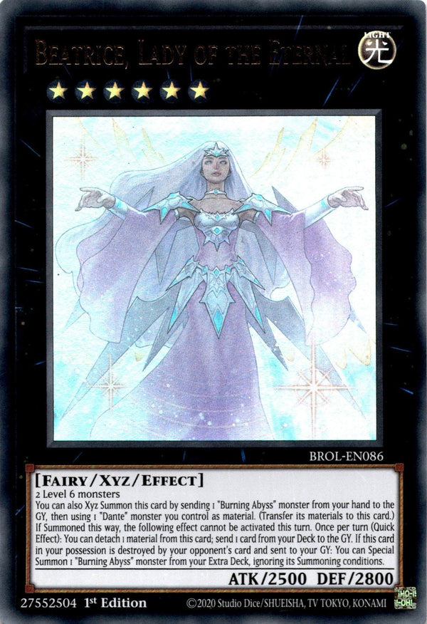 Yugioh Beatrice, Lady of the Eternal BROL-EN086 Ultra Rare 1st Edition NM