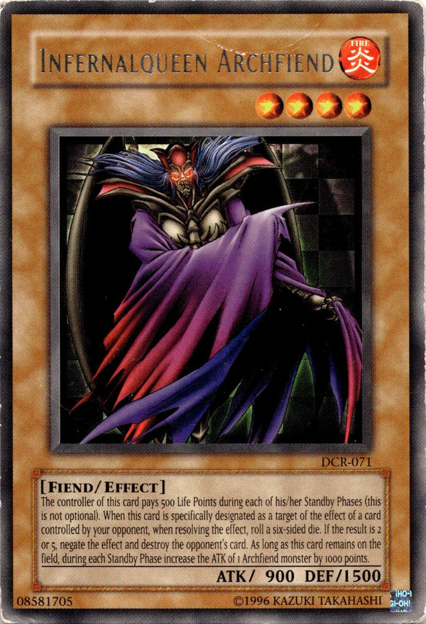 Yugioh Infernalqueen Archfiend DCR-071 Rare Unlimited Edition DAMAGED