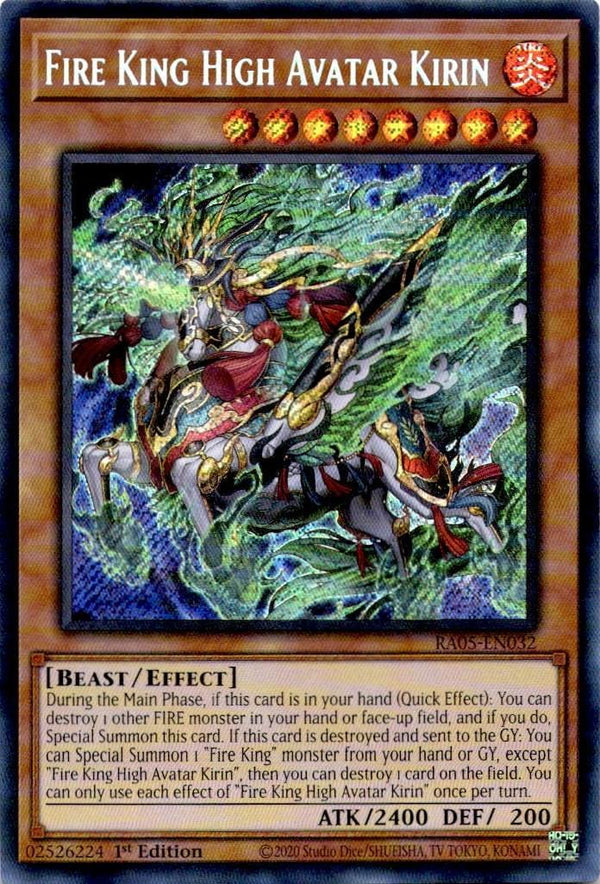 Yugioh Fire King High Avatar Kirin RA05-EN032 NA Print Secret Rare 1st Ed NM