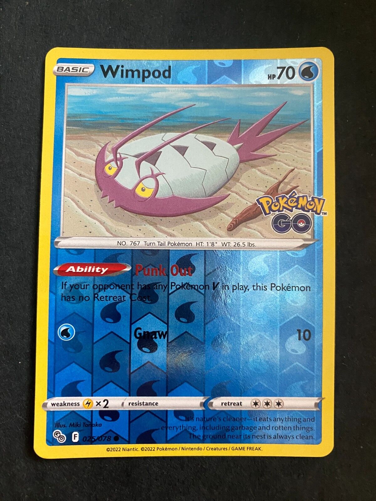 Pokemon Wimpod 025/078 Pokemon Go Reverse Holo NM