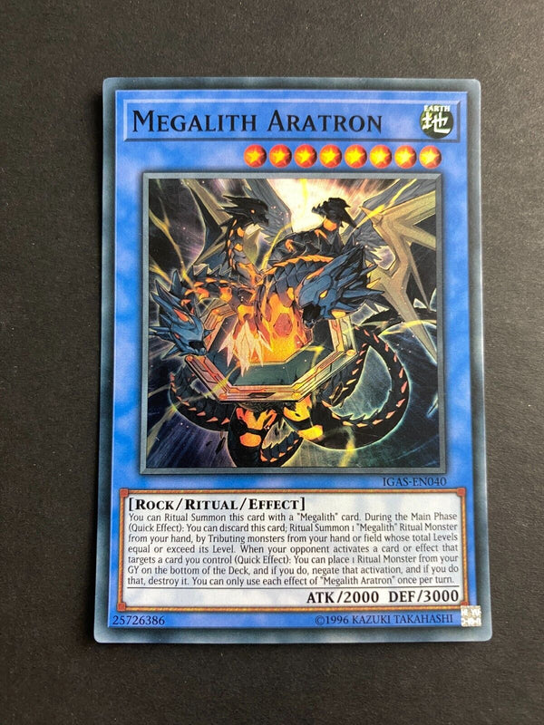 Yugioh Megalith Aratron IGAS-EN040 Super Rare 1st Edition LP