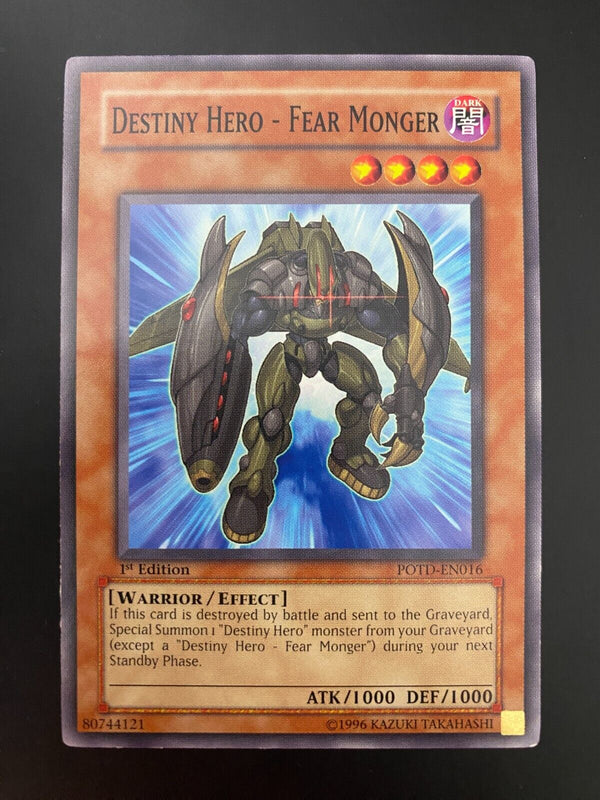 Yugioh Destiny Hero - Fear Monger POTD-EN016 Common 1st Edition VLP/NM