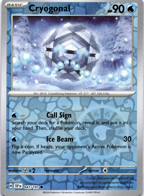 Pokemon Cryogonal 047/191 Surging Sparks Reverse Holo NM