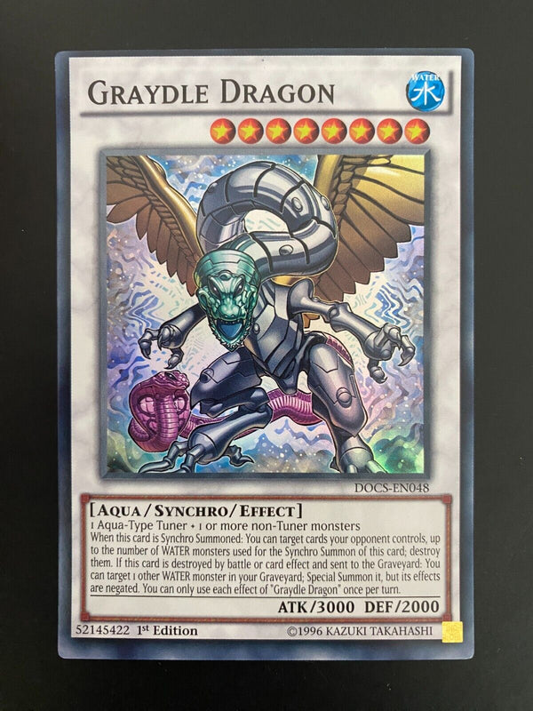 Yugioh Graydle Dragon DOCS-EN048 Super Rare 1st Edition VLP/NM Misprint - Miscut