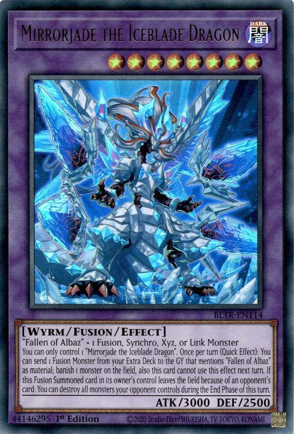 Yugioh Mirrorjade the Iceblade Dragon BLTR-EN114 Ultra Rare 1st Edition NM