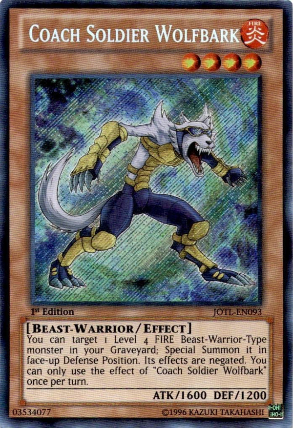 Yugioh Coach Soldier Wolfbark JOTL-EN093 NA Secret Rare 1st Edition LP