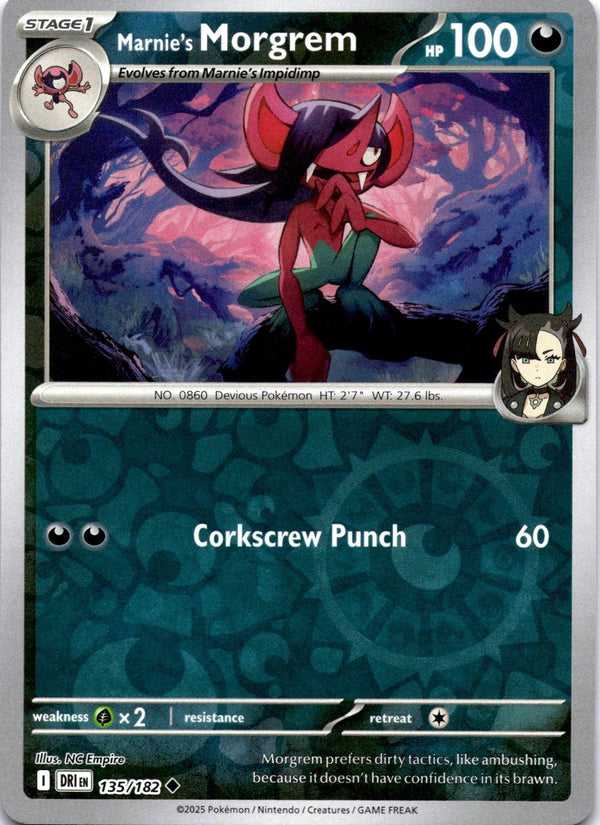 Pokemon Marnie's Morgrem 135/182 Destined Rivals Reverse Holo NM