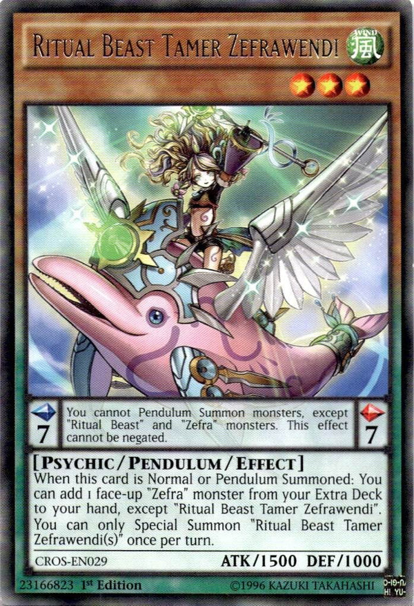 Yugioh Ritual Beast Tamer Zefrawendi CROS-EN029 Rare 1st Edition MP