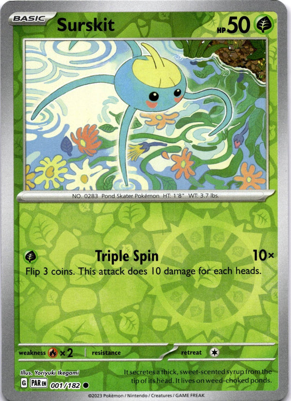 Pokemon Surskit 001/182 Paradox Rift Reverse Holo NM