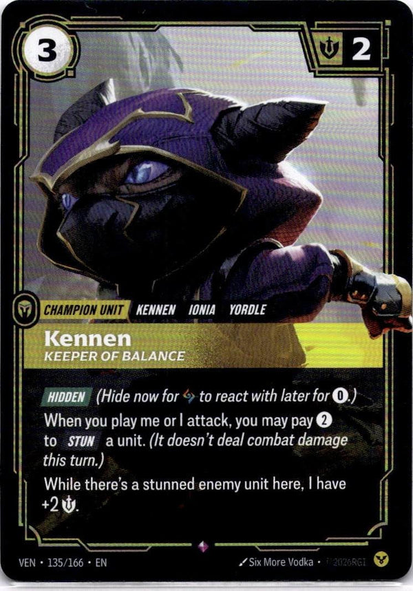 Riftbound Kennen, Keeper of Balance 135/166 Vendetta Rare NM
