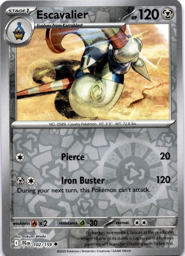 Pokemon Escavalier 102/159 Journey Together Reverse Holo NM
