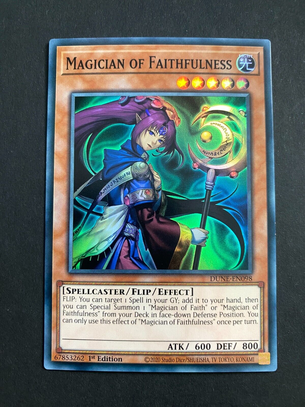 Yugioh Magician of Faithfulness DUNE-EN098 Super Rare 1st Edition NM