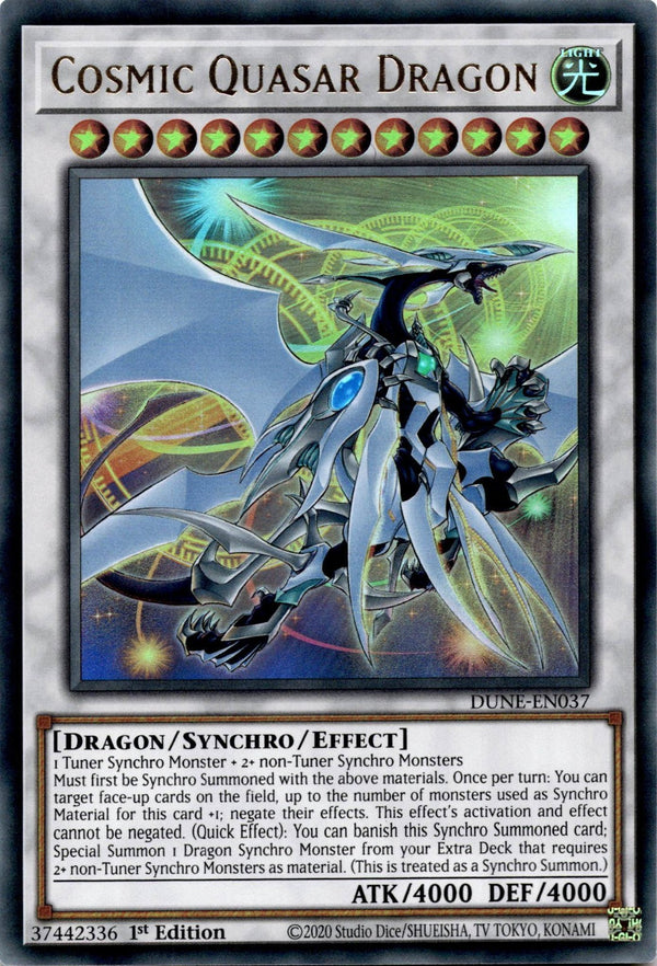Yugioh Cosmic Quasar Dragon DUNE-EN037 Ultra Rare 1st Edition NM