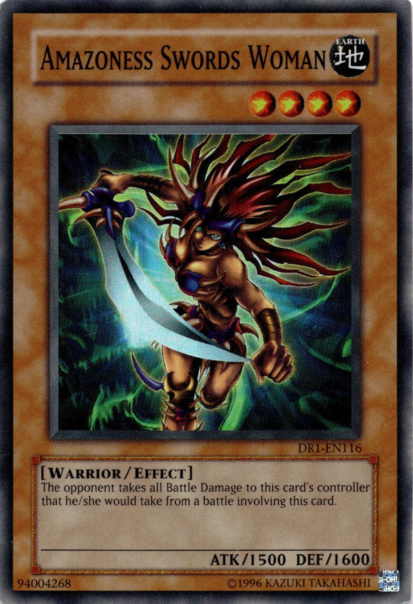 Yugioh Amazoness Swords Woman DR1-EN116 Super Rare Unlimited Edition HP