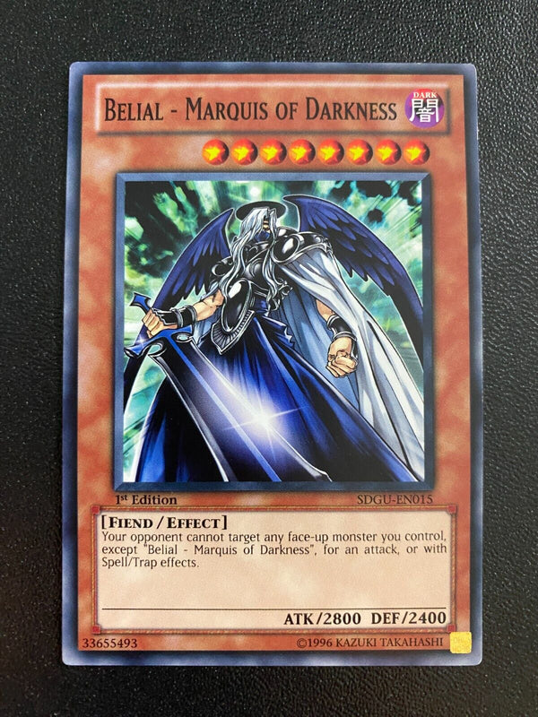 Yugioh Belial - Marquis of Darkness SDGU-EN015 Common 1st Edition LP/VLP