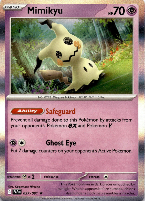 Pokemon Mimikyu 037/091 Paldean Fates Holo NM