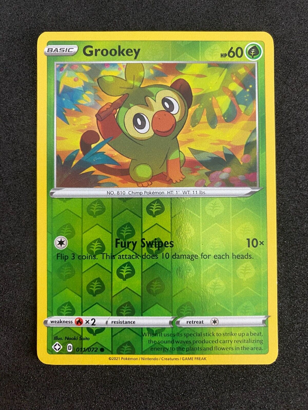 Pokemon Grookey 011/072 Shining Fates Reverse Holo NM-MINT