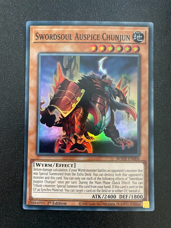 Yugioh Swordsoul Auspice Chunjun BODE-EN006 Super Rare 1st Edition NM